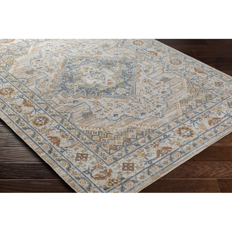 Langley Street Benbow Machine Washable Oriental Blue/Taupe Area Rug